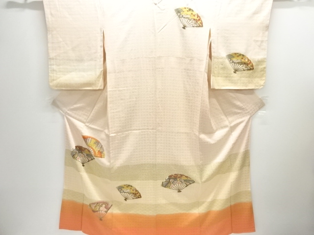 金彩扇面に屋敷草花模様訪問着(重ね衿付き)